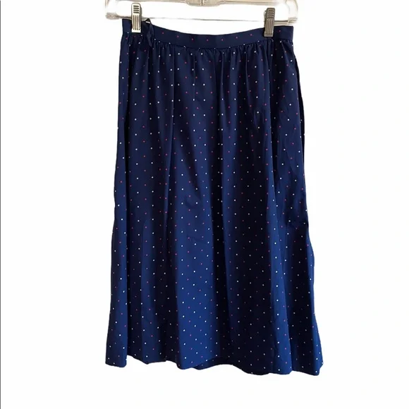 70’s Vintage Halston Navy Polka Dot Skirt Suit Set - Picture 4 of 11